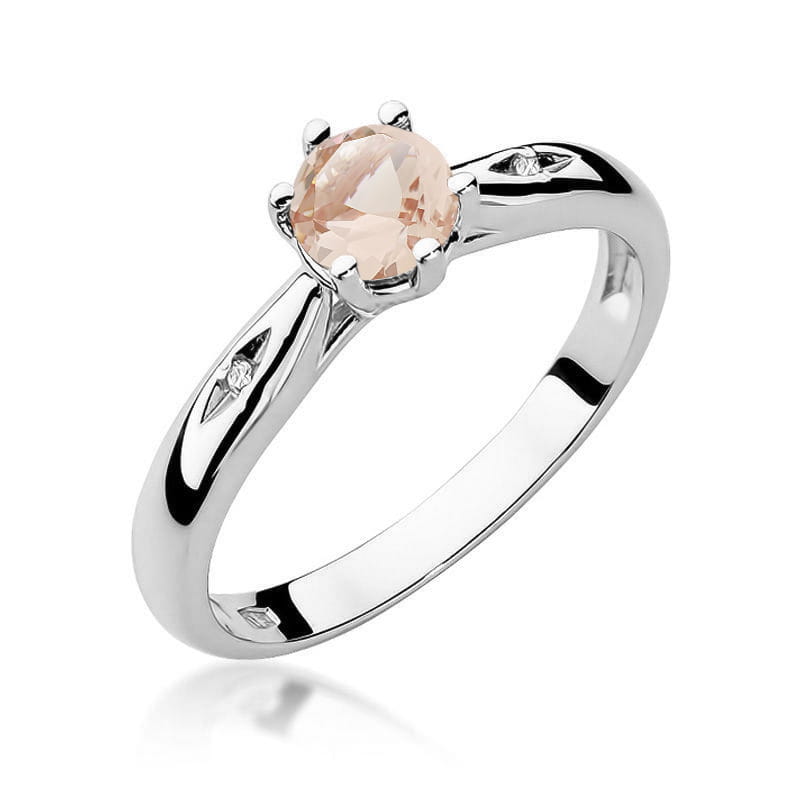 Inel Aur 9K cu Morganit 0.40 ct si Diamante Naturale 0.01 ct