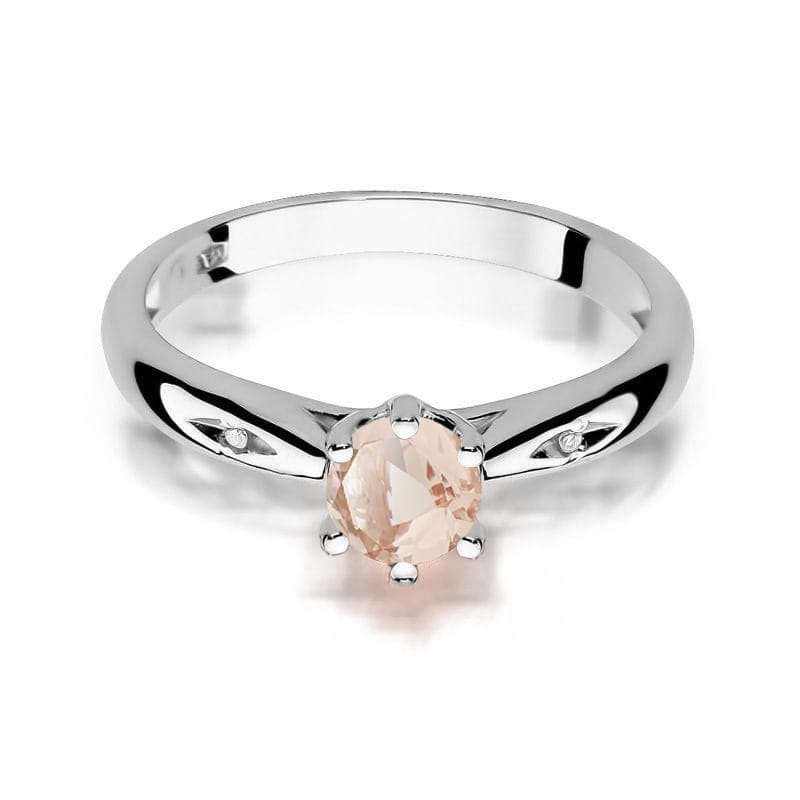 Inel Aur 9K cu Morganit 0.40 ct si Diamante Naturale 0.01 ct