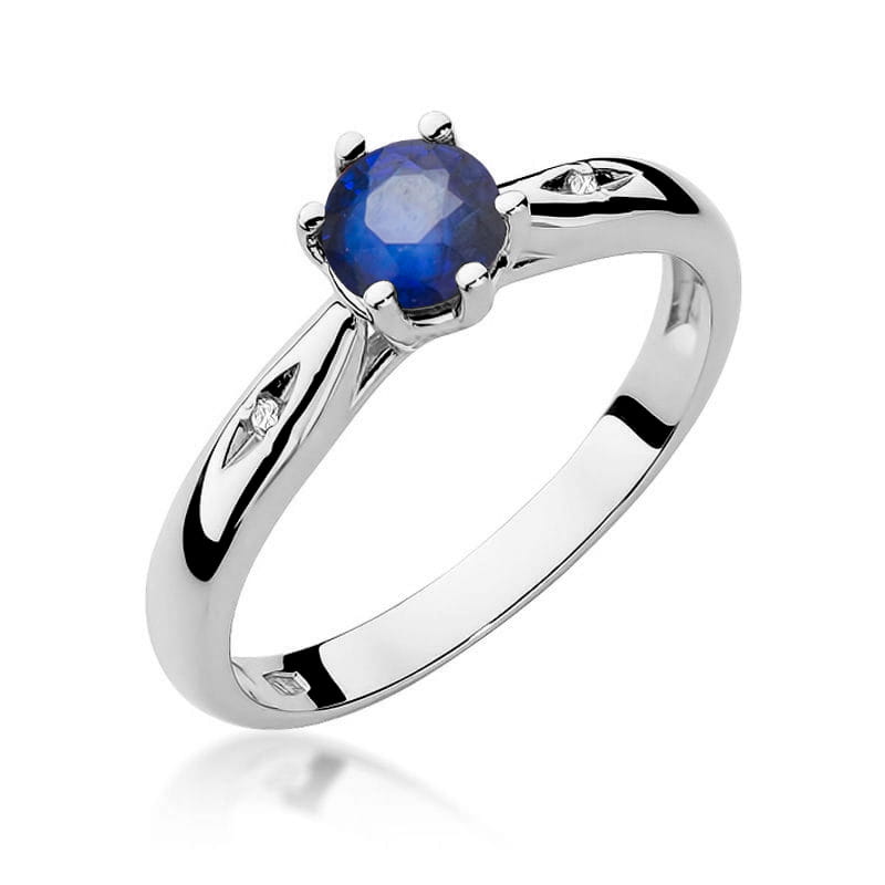 Inel Aur 9K cu Safir 0.50 ct si Diamante Naturale 0.01 ct