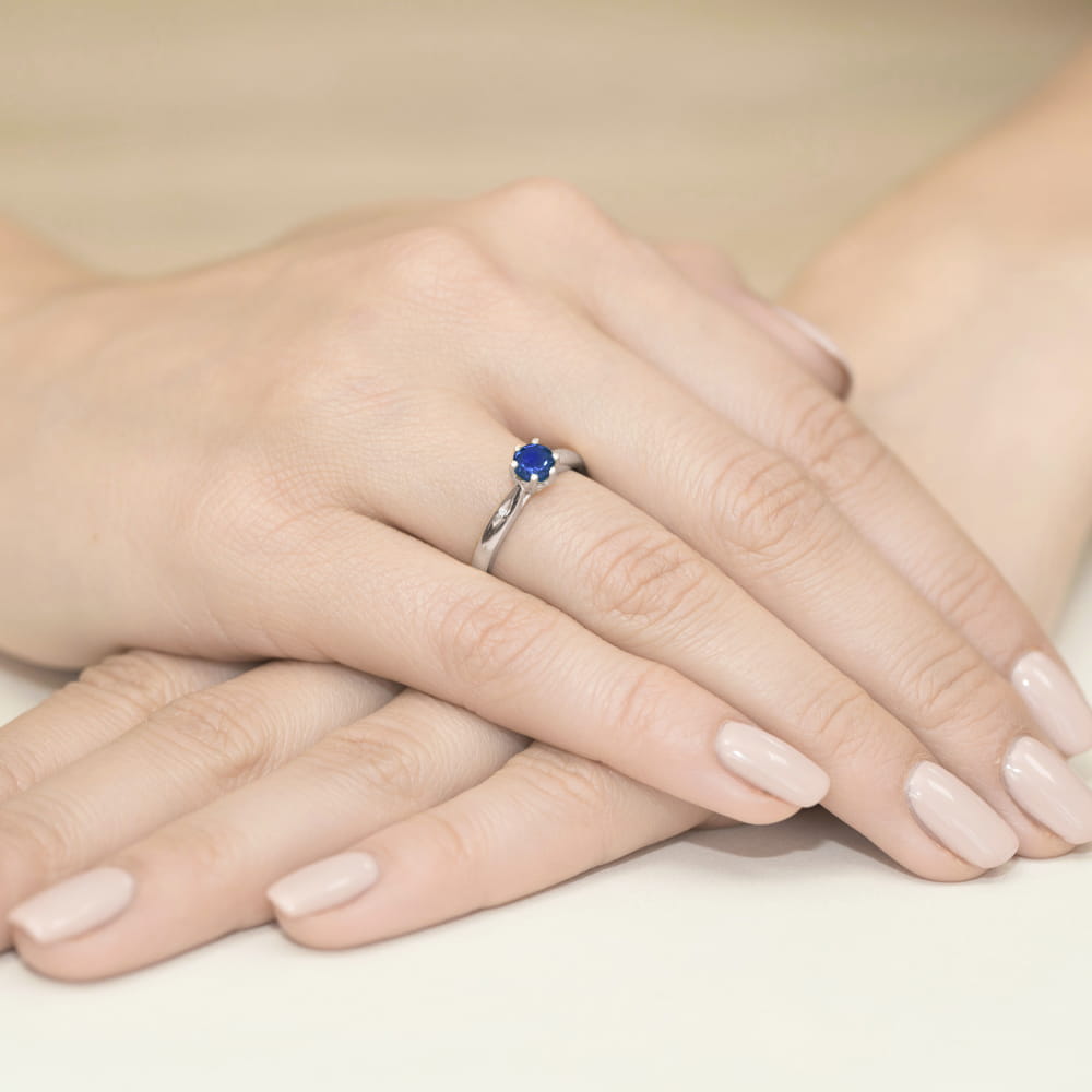 Inel Aur 9K cu Safir 0.50 ct si Diamante Naturale 0.01 ct