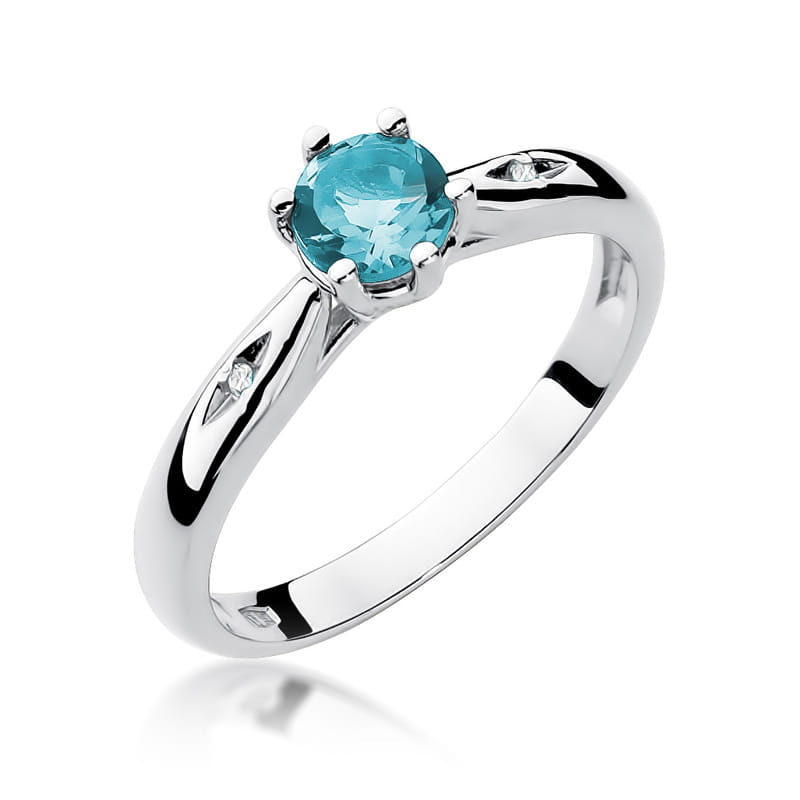Inel Aur 9K cu Topaz Swiss 0.50 ct si Diamante Naturale 0.01 ct