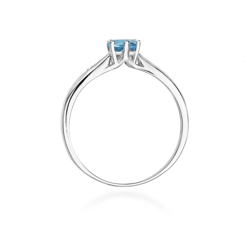 Inel Aur 9K cu Topaz London Blue 0.50 ct si Diamante Naturale 0.01 ct