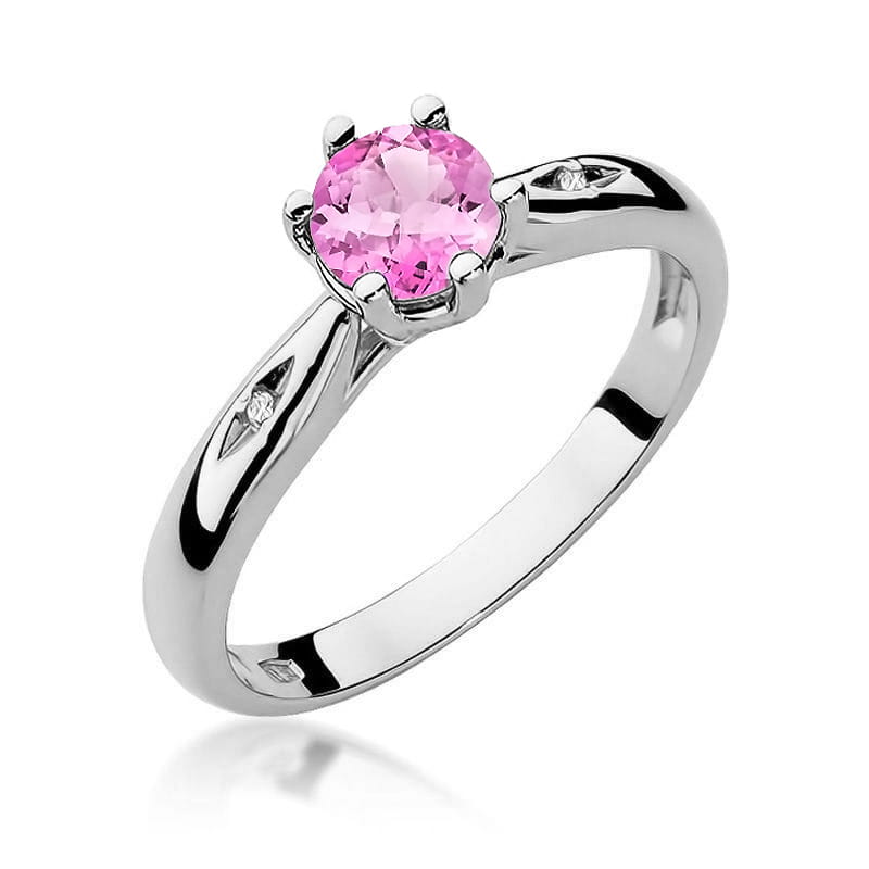 Inel Aur 9K cu Topaz Roz 0.60 ct si Diamante Naturale 0.01 ct