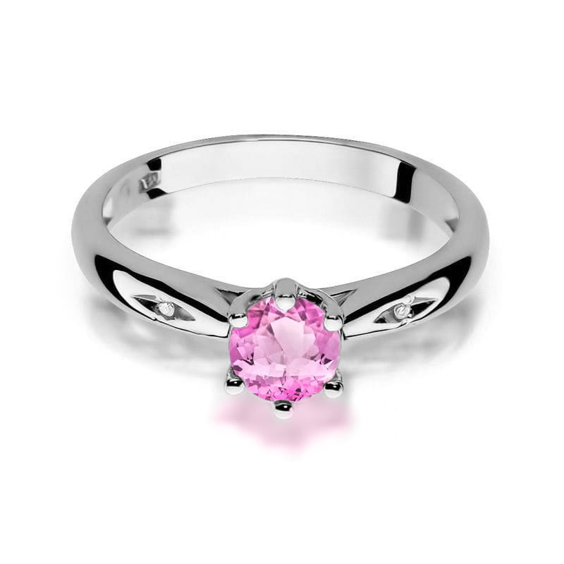 Inel Aur 9K cu Topaz Roz 0.60 ct si Diamante Naturale 0.01 ct