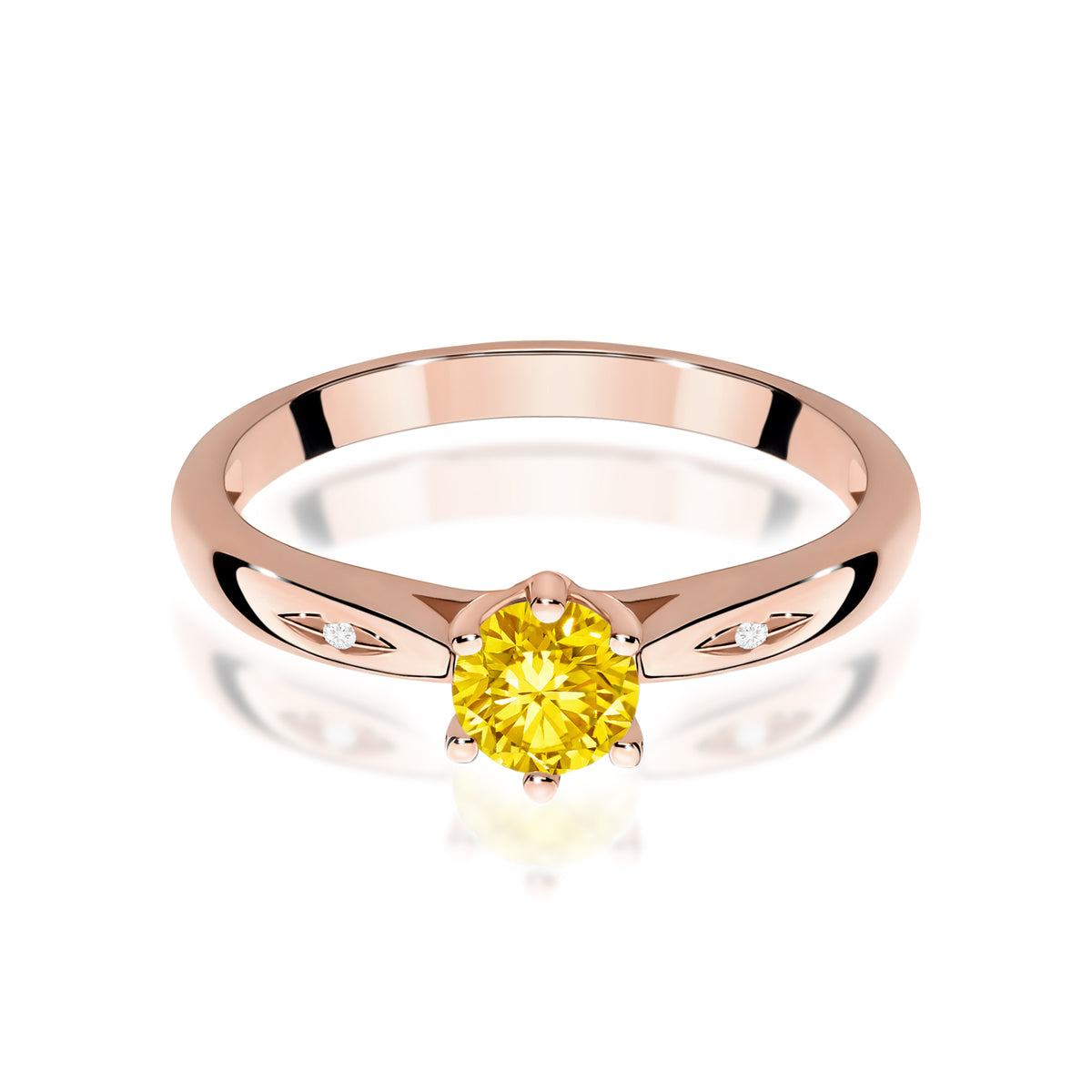 Inel Aur 14K cu Diamante Galben de Laborator 0.51 ct