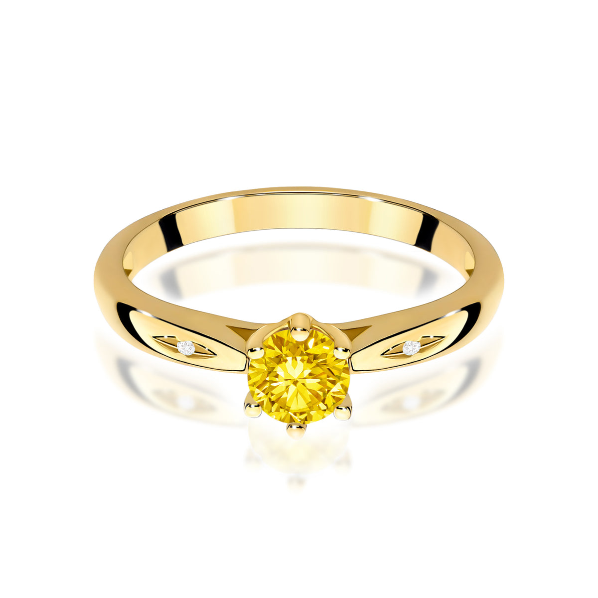 Inel Aur 14K cu Diamante Galben de Laborator 0.51 ct