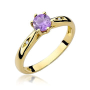 Inel Aur 9K cu Ametist 0.50 ct si Diamante Naturale 0.01 ct