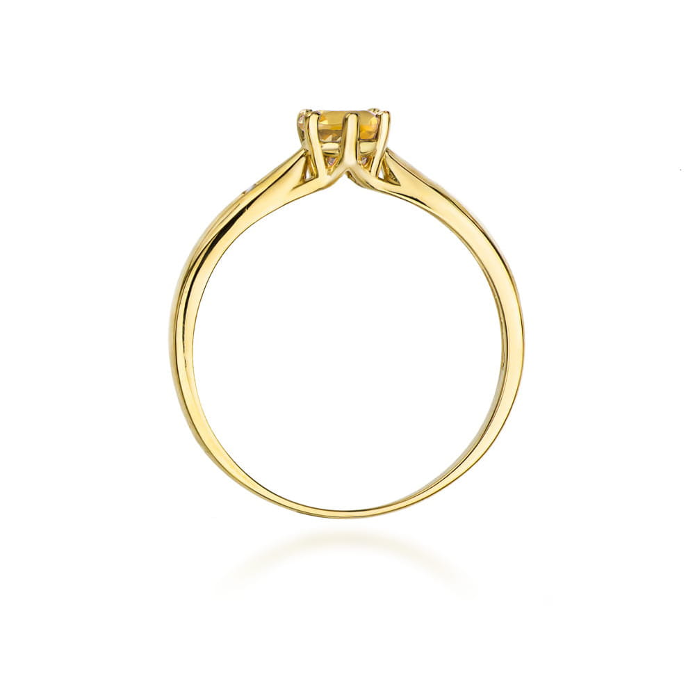 Inel Aur 9K cu Citrin 0.50 ct si Diamante Naturale 0.01 ct
