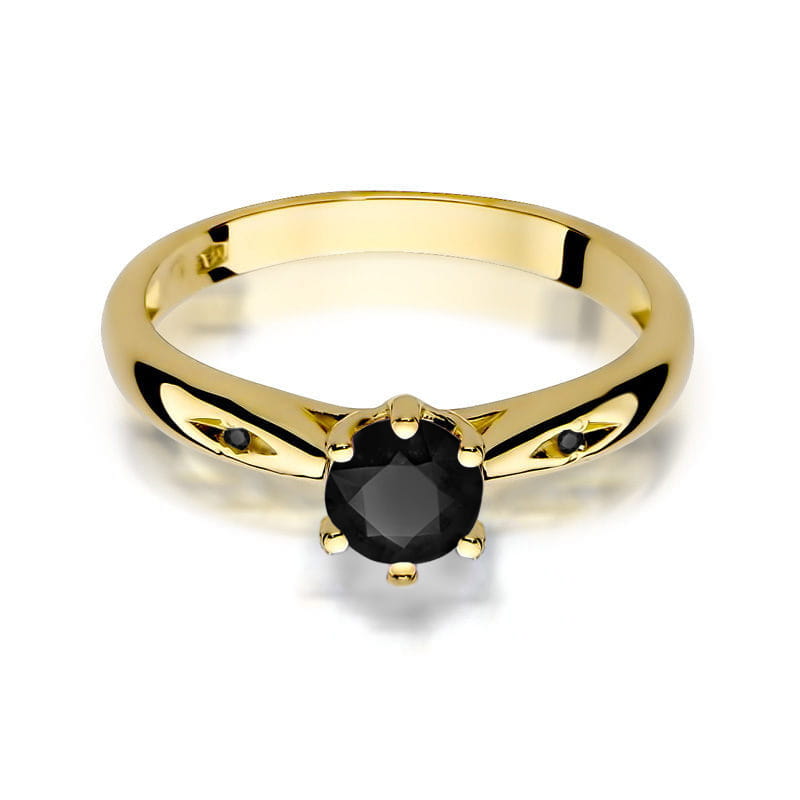 Inel Aur 9K cu Diamante Naturale Negre 0.51 ct