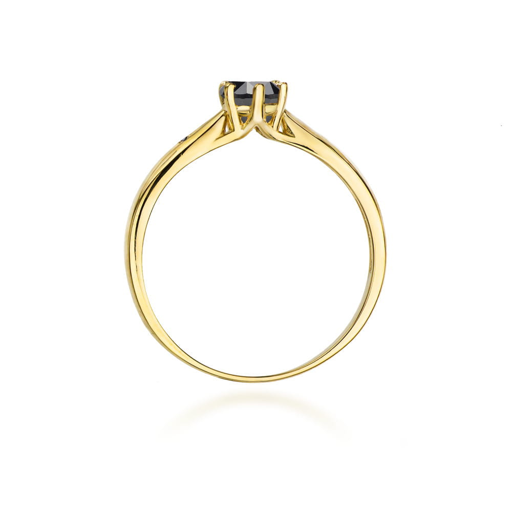 Inel Aur 9K cu Diamante Naturale Negre 0.51 ct