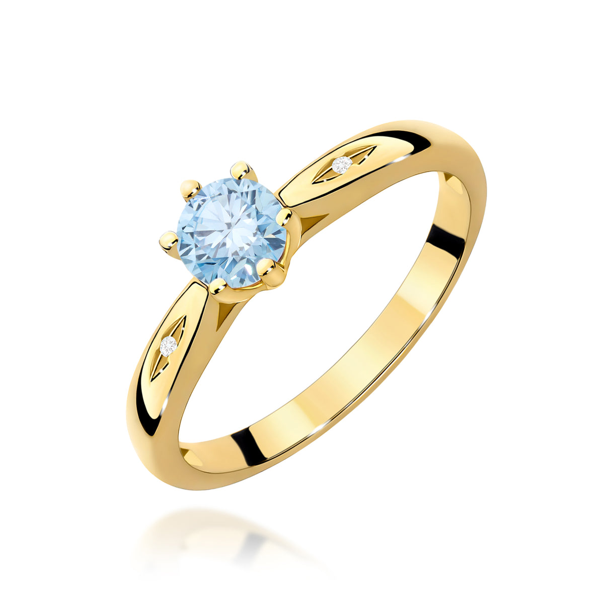 Inel Aur 9K cu Diamante Albastru de Laborator 0.51 ct