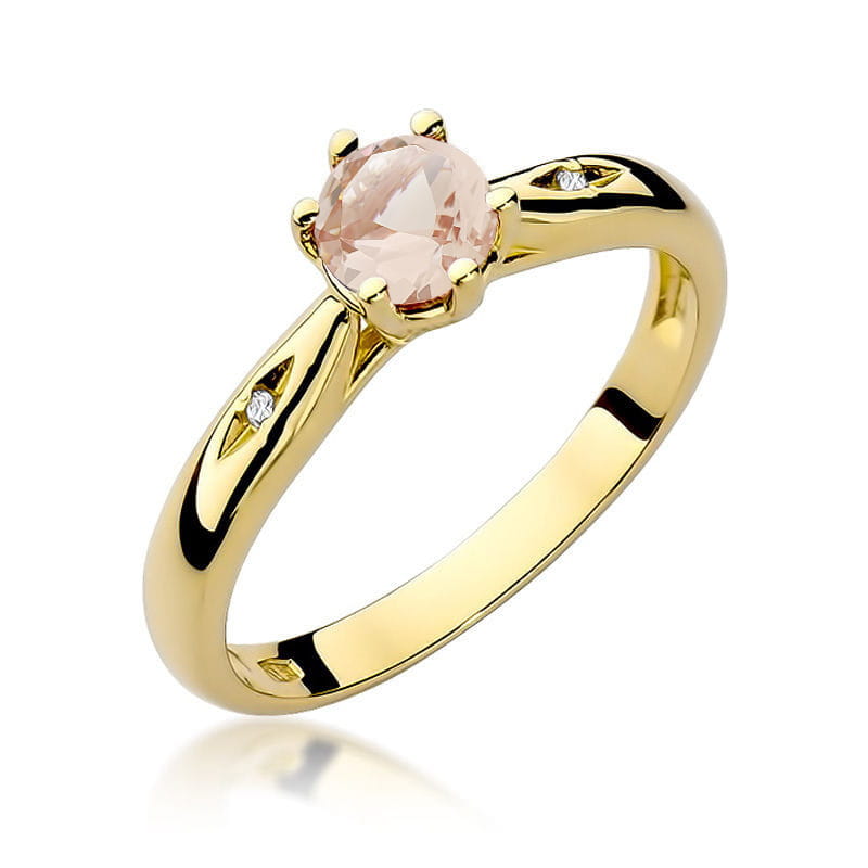Inel Aur 9K cu Morganit 0.40 ct si Diamante Naturale 0.01 ct