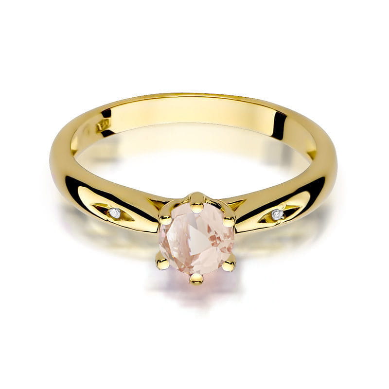 Inel Aur 9K cu Morganit 0.40 ct si Diamante Naturale 0.01 ct