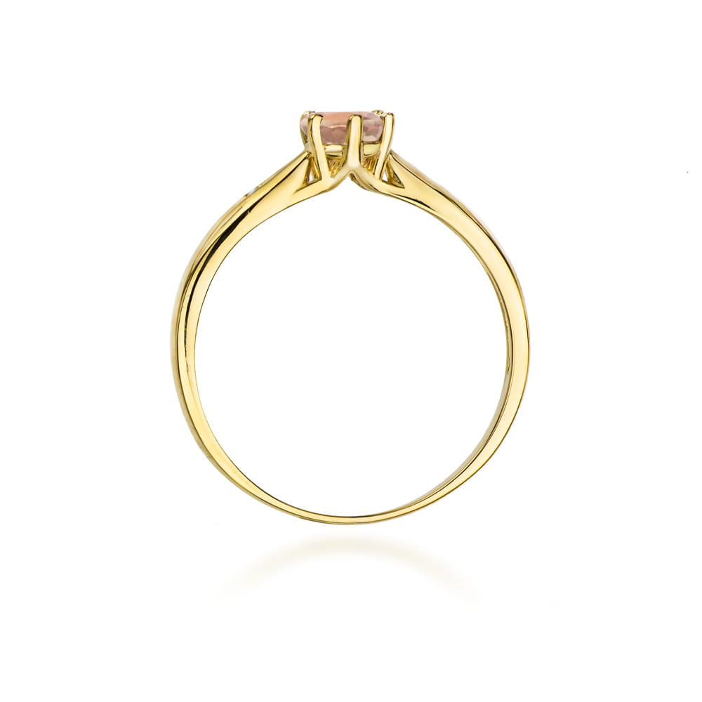 Inel Aur 9K cu Morganit 0.40 ct si Diamante Naturale 0.01 ct