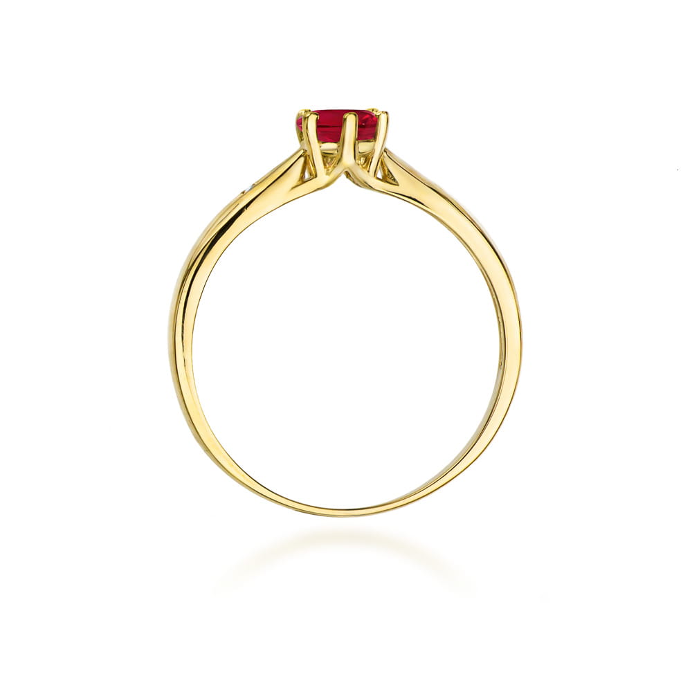 Inel Aur 9K cu Rubin 0.60 ct si Diamante Naturale 0.01 ct