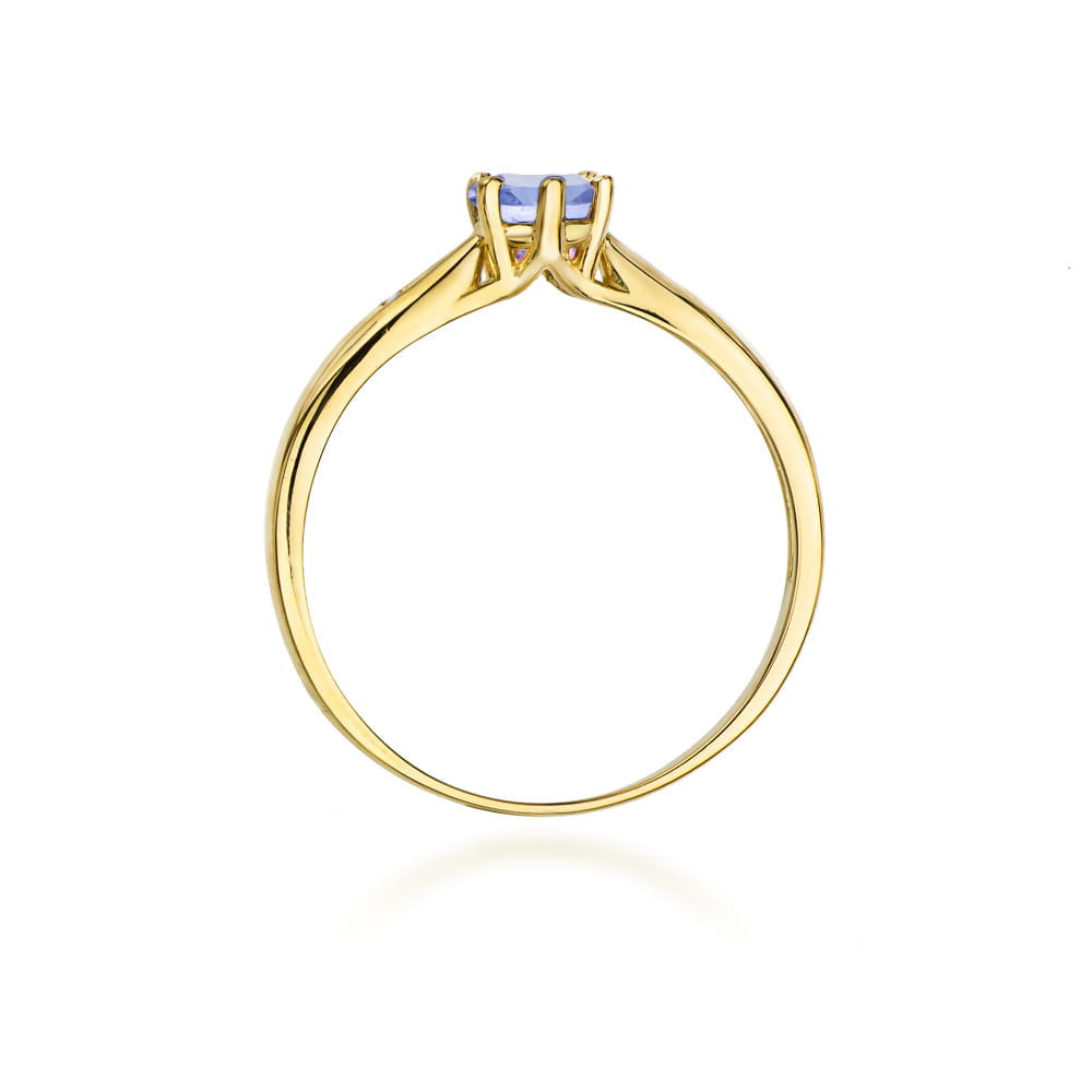 Inel Aur 9K cu Tanzanit 0.50 ct si Diamante Naturale 0.01 ct