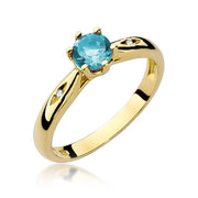 Inel Aur 9K cu Topaz Swiss 0.50 ct si Diamante Naturale 0.01 ct