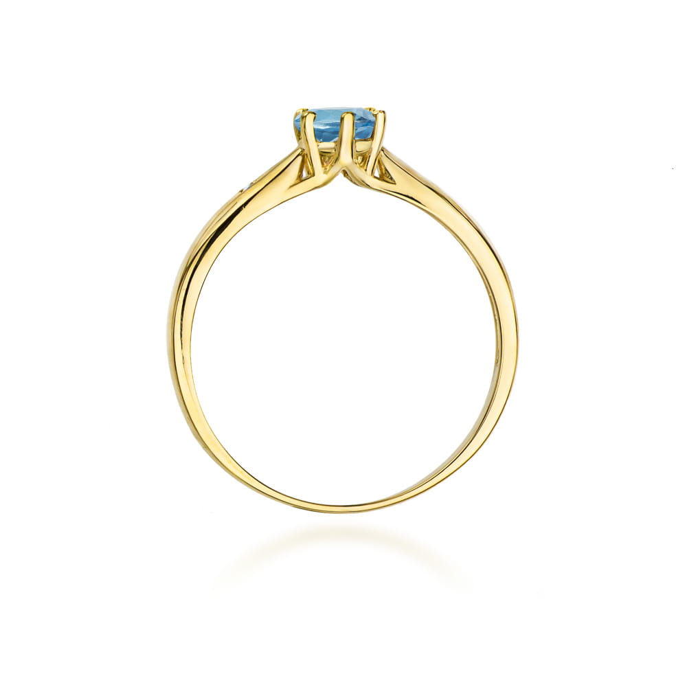 Inel Aur 9K cu Topaz London Blue 0.50 ct si Diamante Naturale 0.01 ct