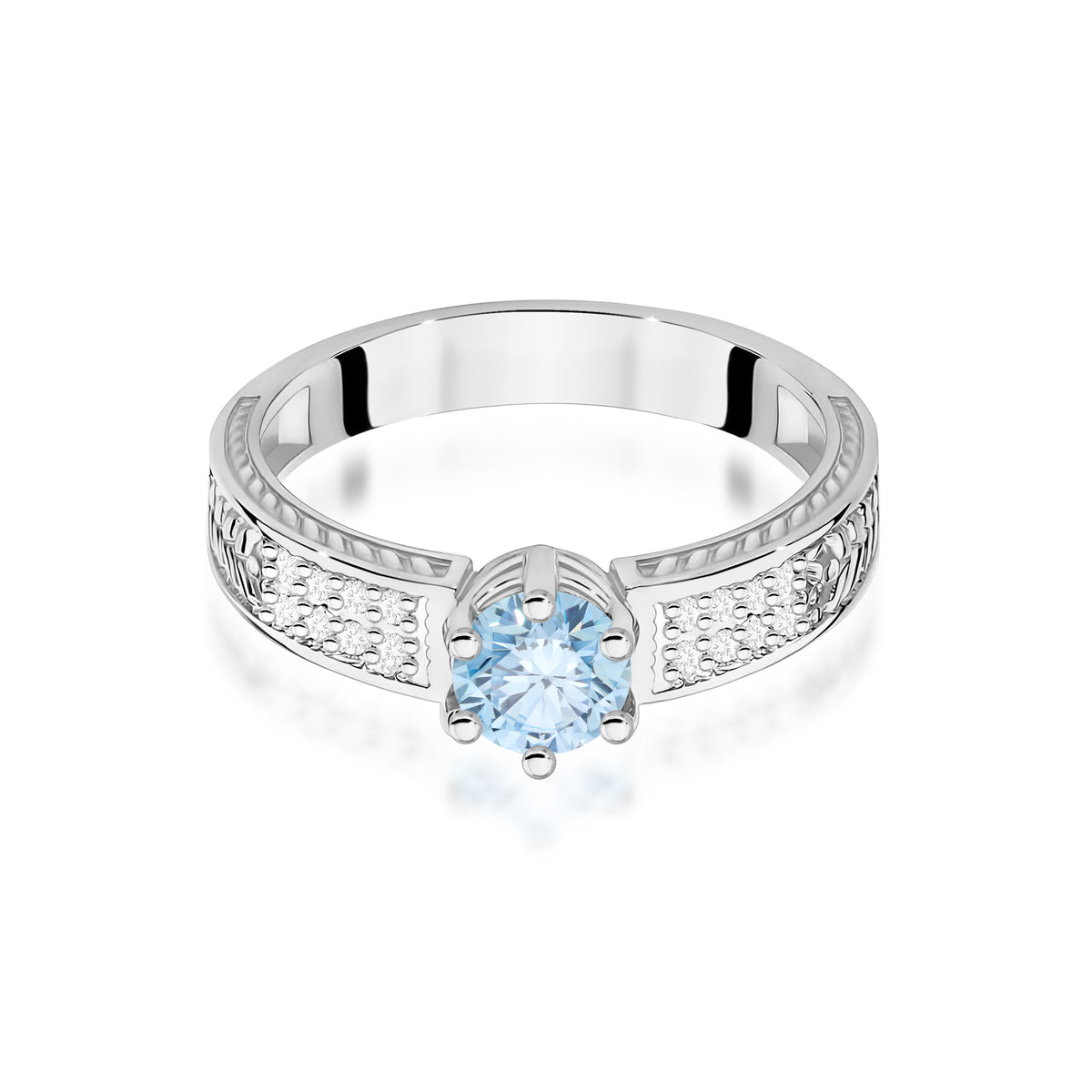 Inel Aur 14K cu Diamante Albastru de Laborator 0.58 ct