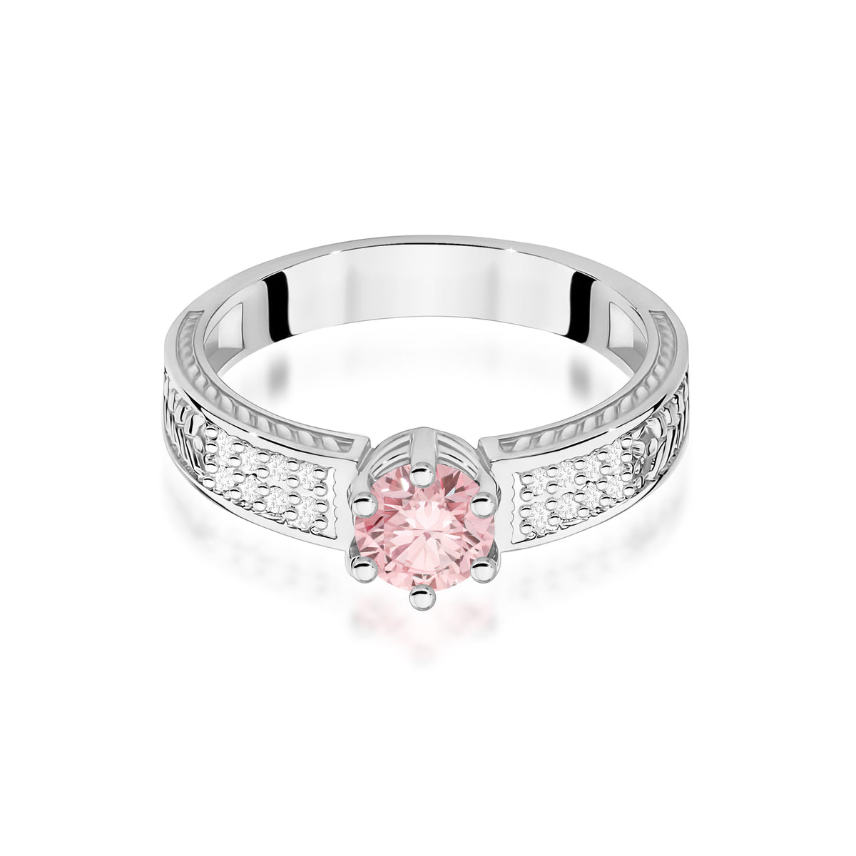 Inel Aur 14K cu Diamante Roz de Laborator 0.58 ct