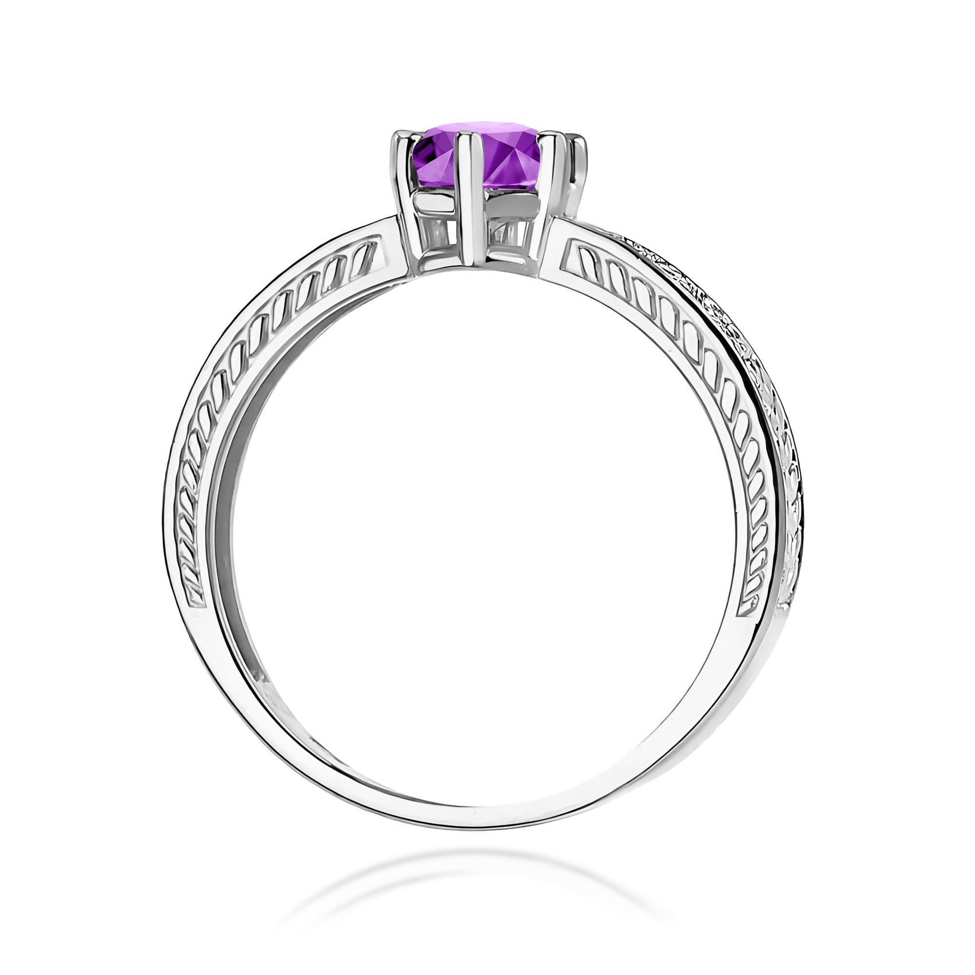 Inel Aur 9K cu Ametist 0.50 ct si Diamante Naturale 0.08 ct