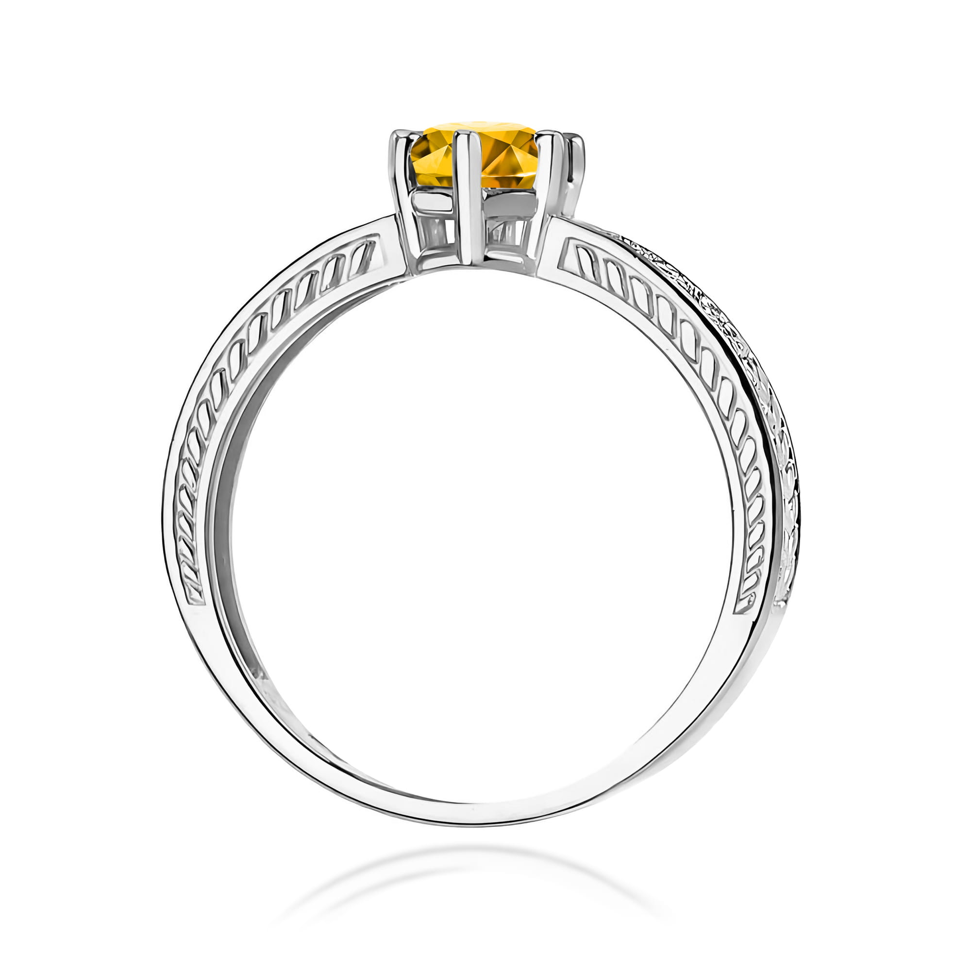Inel Aur 9K cu Citrin 0.50 ct si Diamante Naturale 0.08 ct