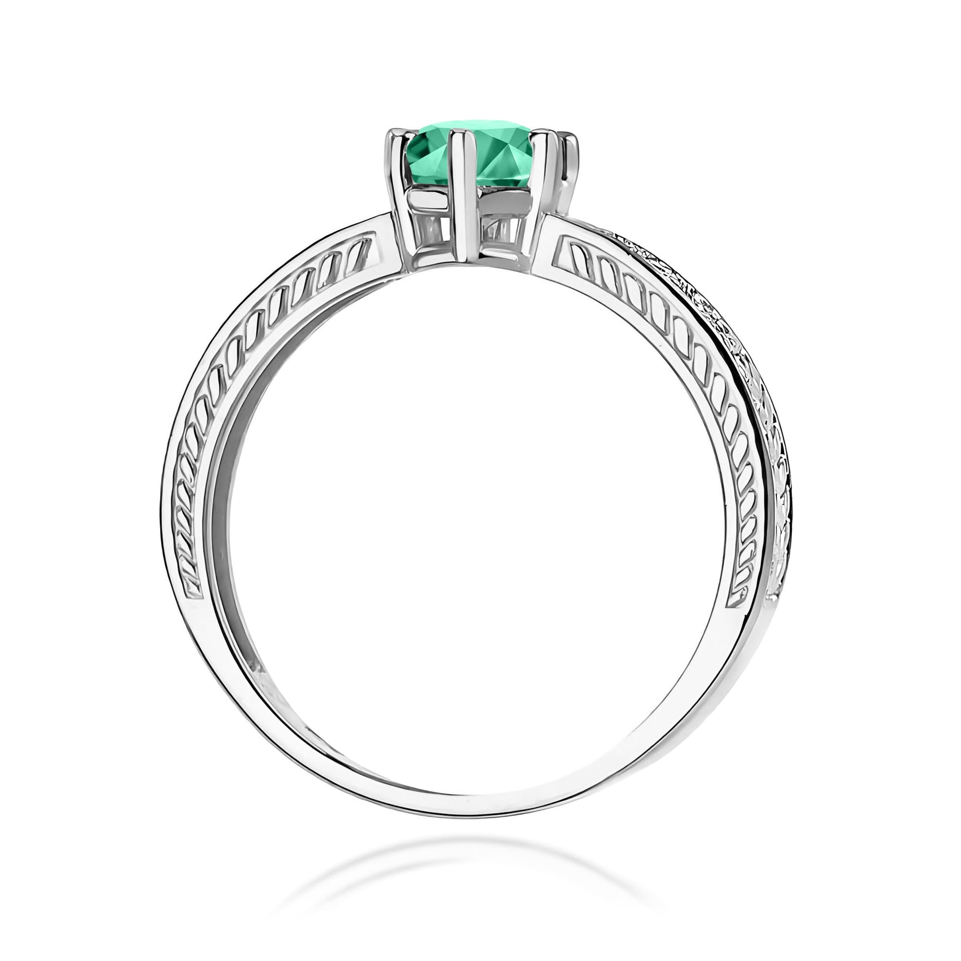 Inel Aur 9K cu Smarald 0.50 ct si Diamante Naturale 0.08 ct