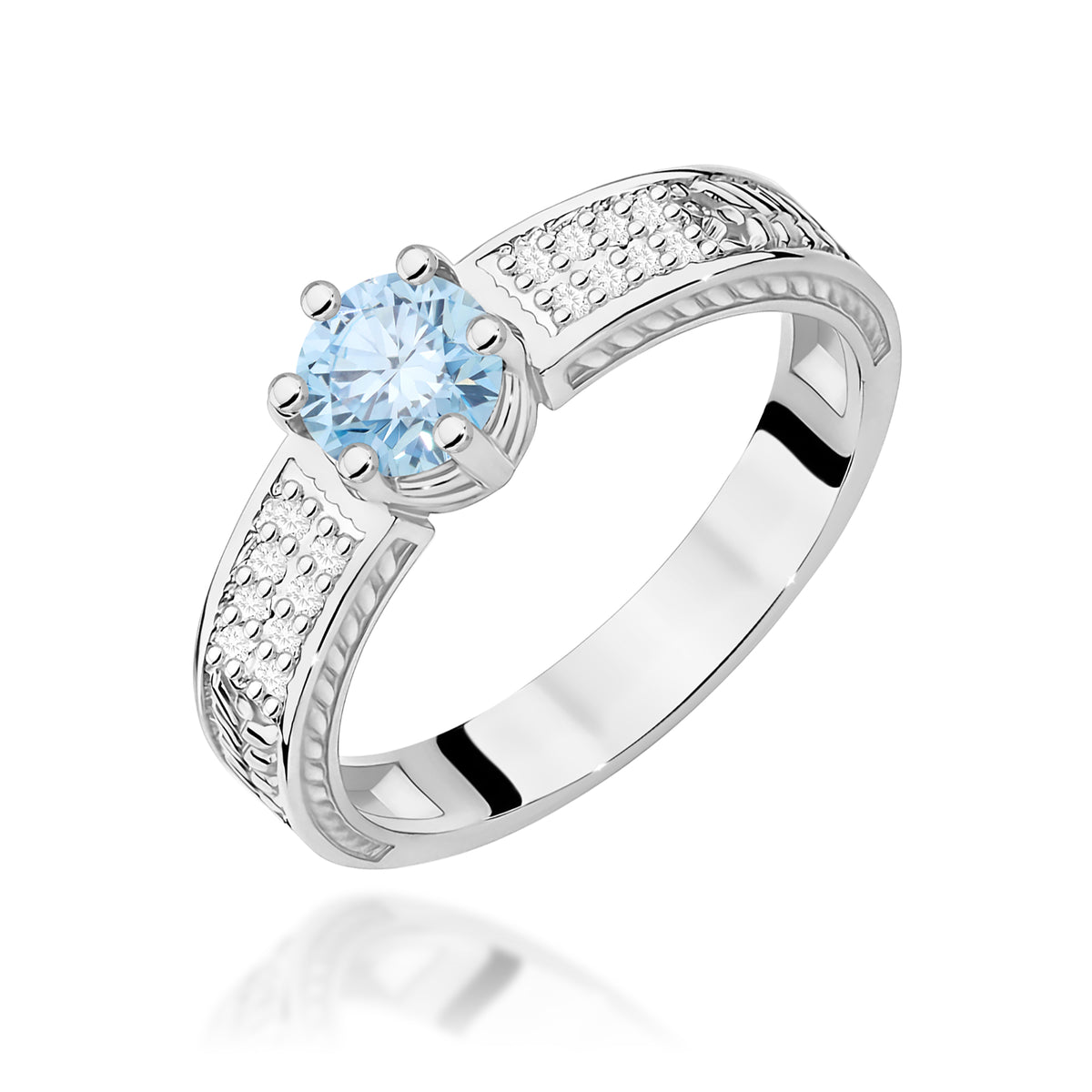 Inel Aur 9K cu Diamante Albastru de Laborator 0.58 ct