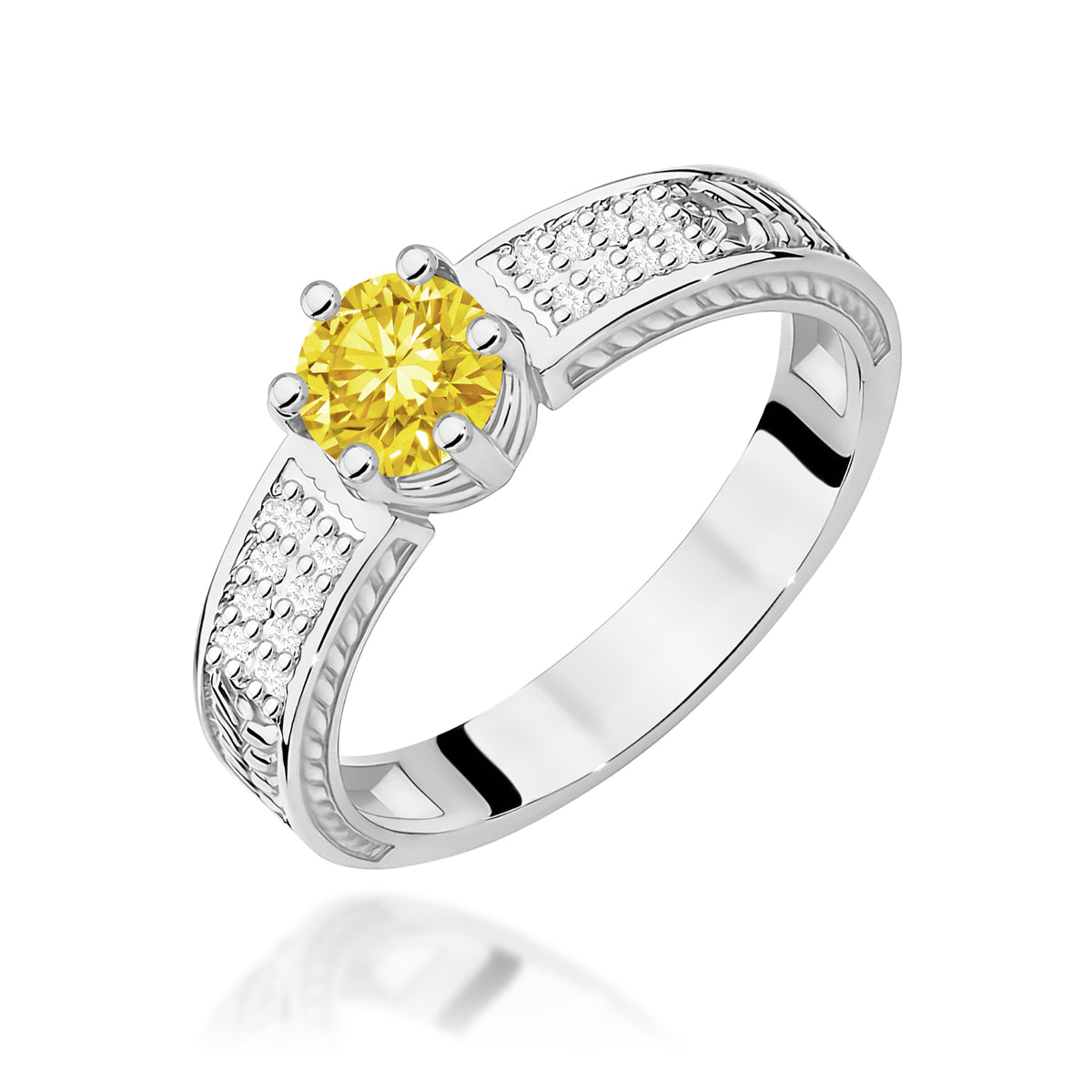 Inel Aur 9K cu Diamante Galben de Laborator 0.58 ct