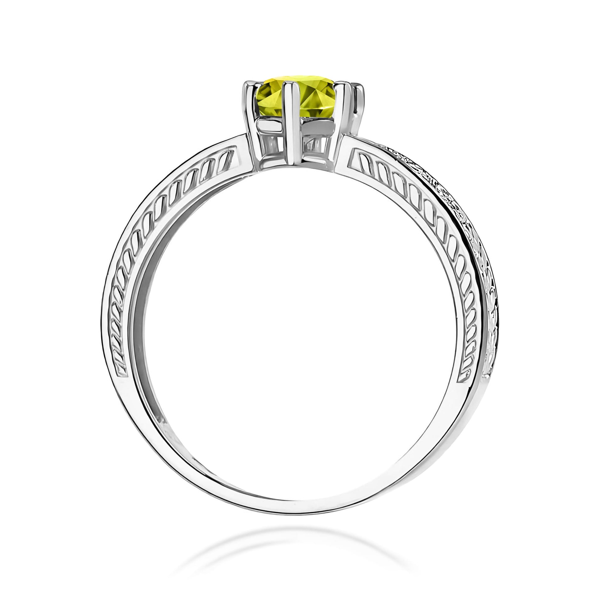 Inel Aur 9K cu Peridot 0.60 ct si Diamante Naturale 0.08 ct
