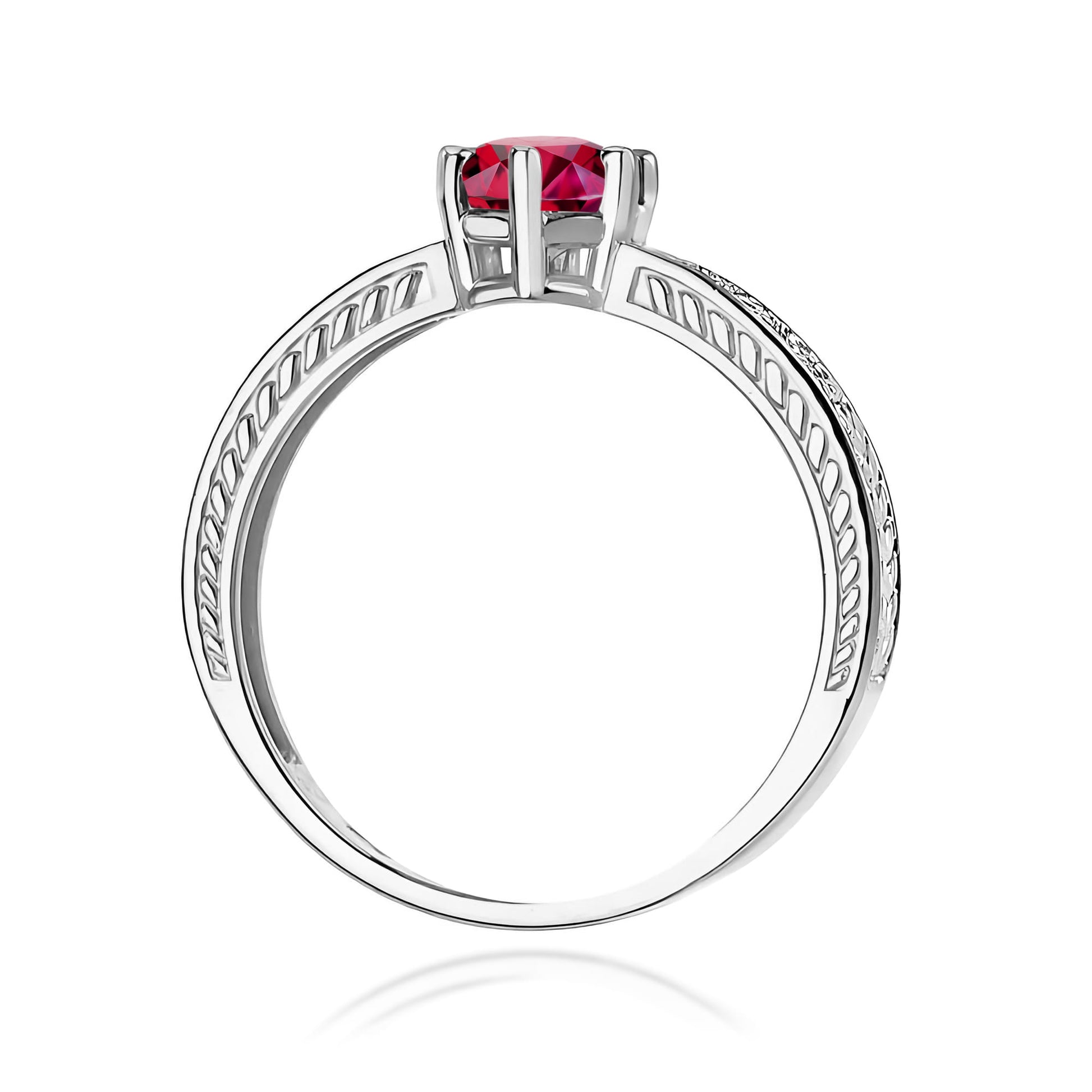 Inel Aur 9K cu Rubin 0.60 ct si Diamante Naturale 0.08 ct