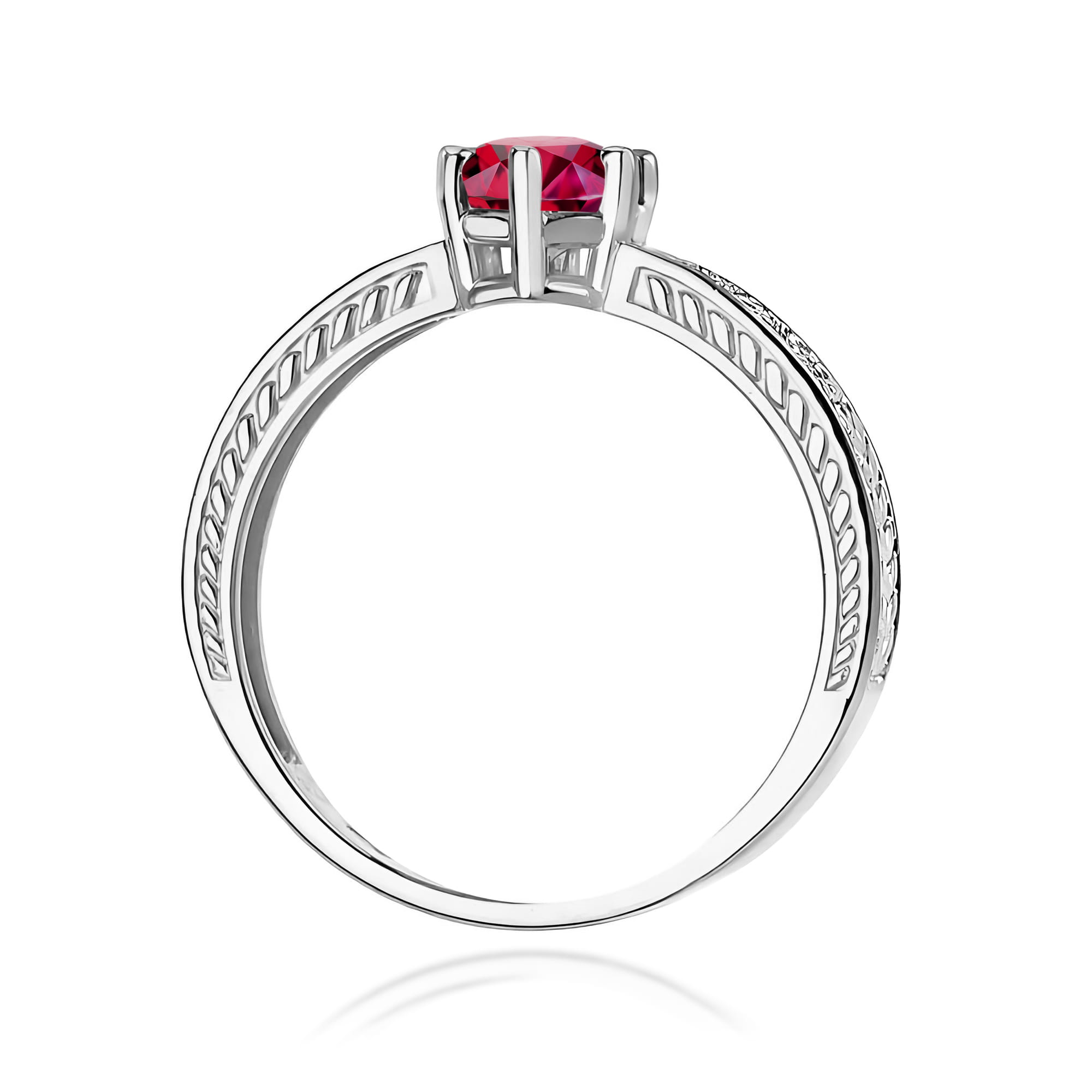 Inel Aur 9K cu Rubin 0.60 ct si Diamante Naturale 0.08 ct