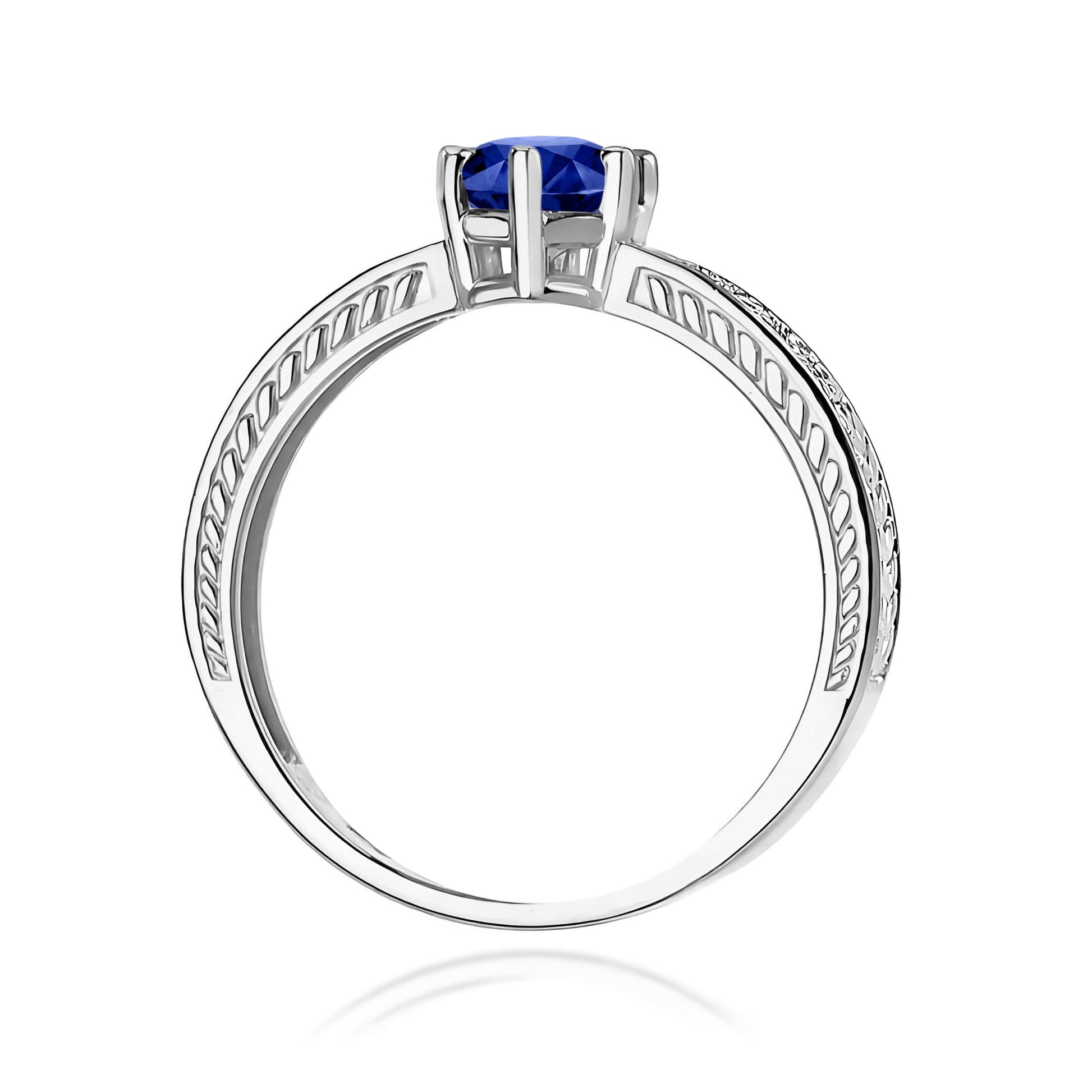 Inel Aur 9K cu Safir 0.50 ct si Diamante Naturale 0.08 ct