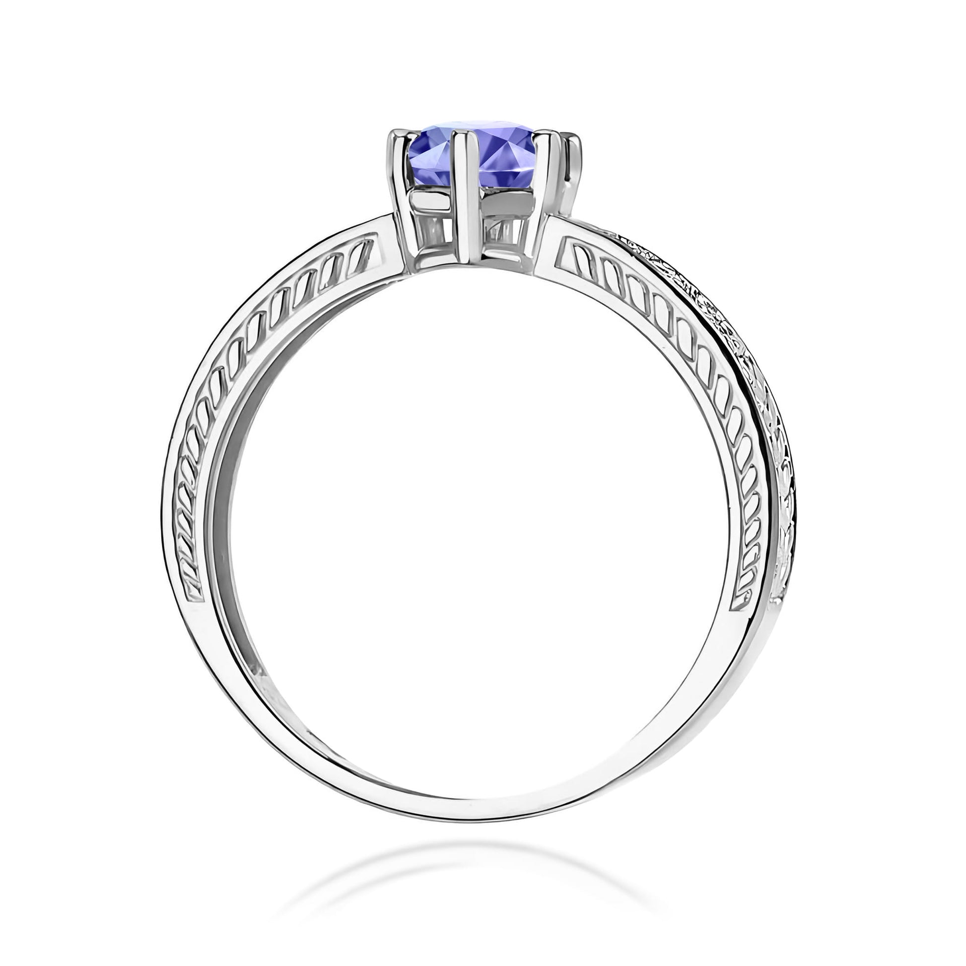 Inel Aur 9K cu Tanzanit 0.50 ct si Diamante Naturale 0.08 ct