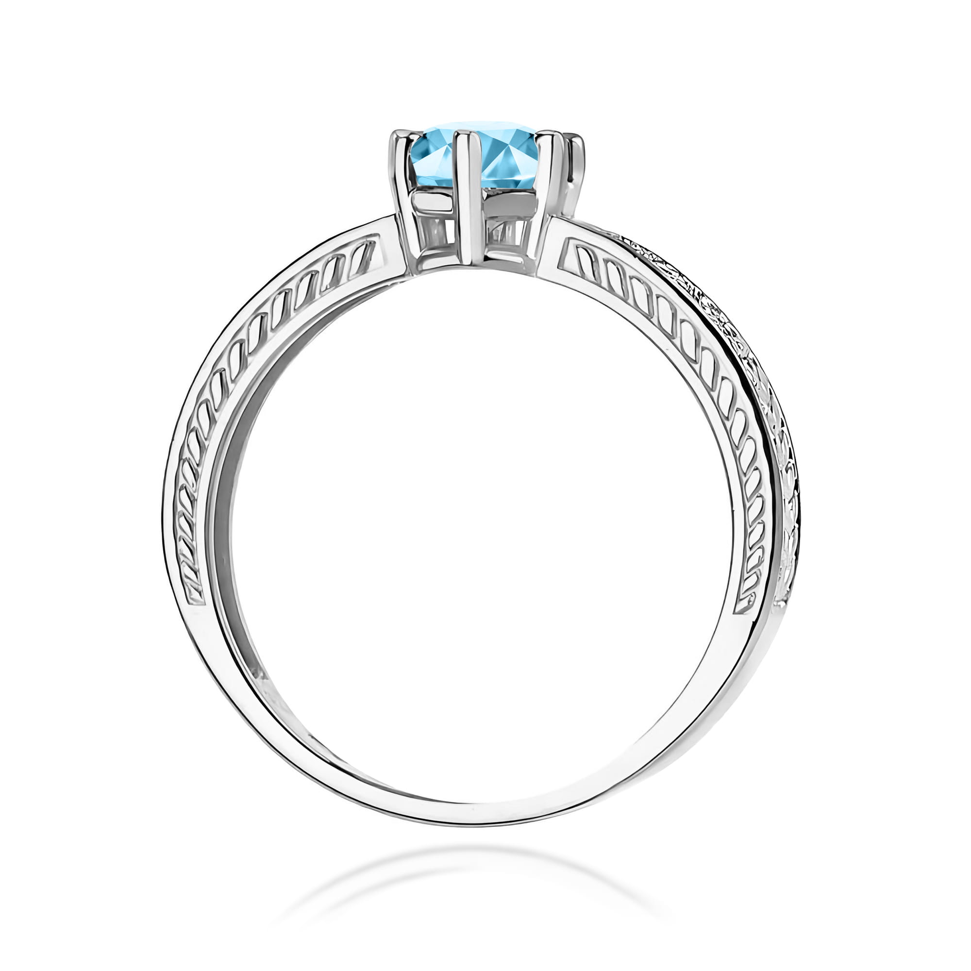 Inel Aur 9K cu Topaz Swiss 0.50 ct si Diamante Naturale 0.08 ct