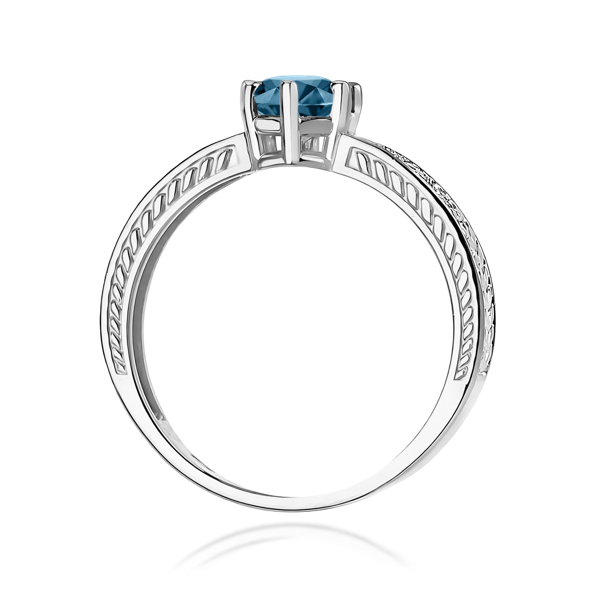 Inel Aur 9K cu Topaz London Blue 0.50 ct si Diamante Naturale 0.08 ct