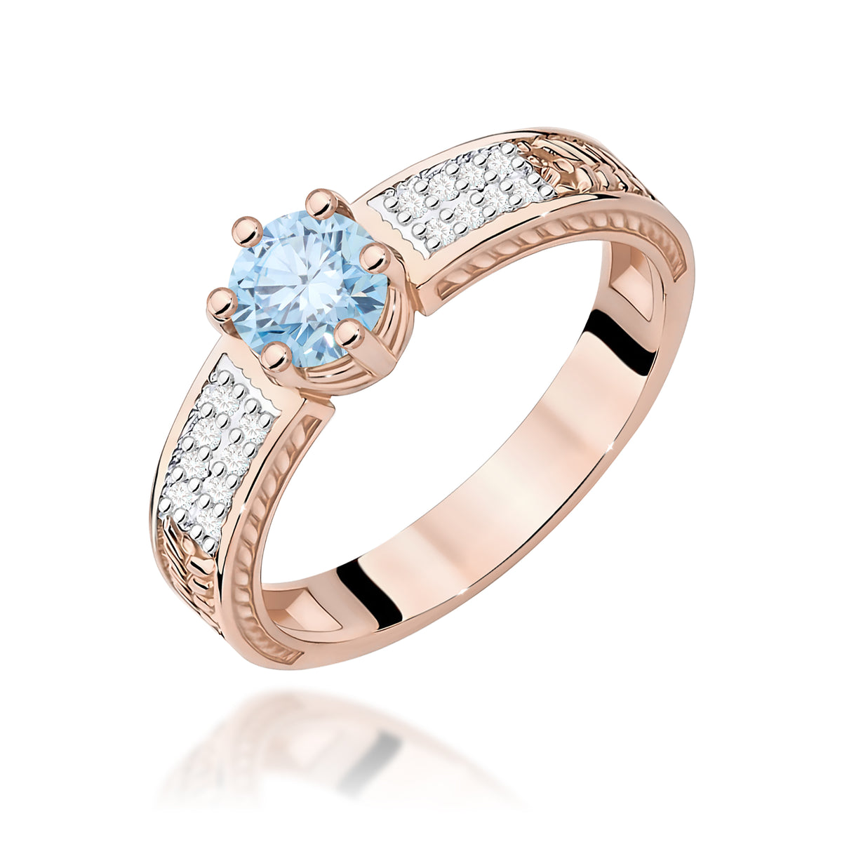 Inel Aur 14K cu Diamante Albastru de Laborator 0.58 ct