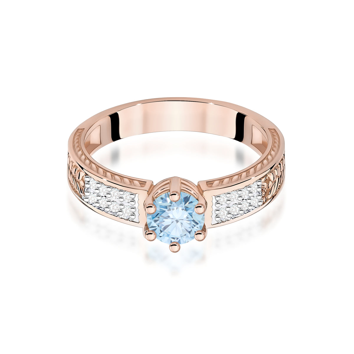 Inel Aur 14K cu Diamante Albastru de Laborator 0.58 ct