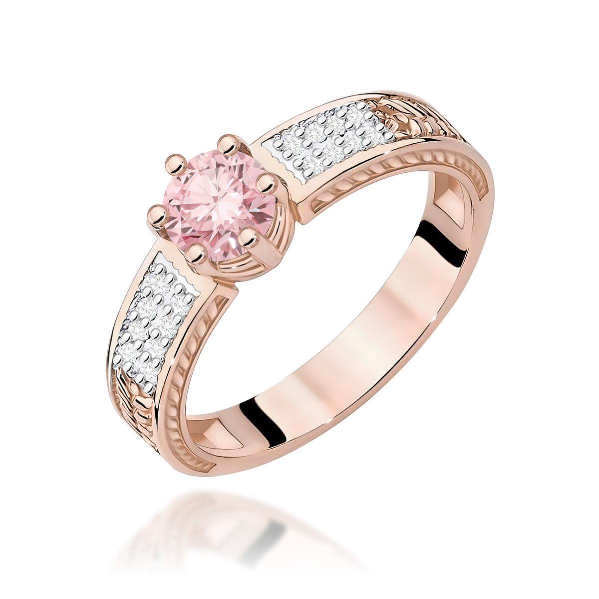 Inel Aur 14K cu Diamante Roz de Laborator 0.58 ct