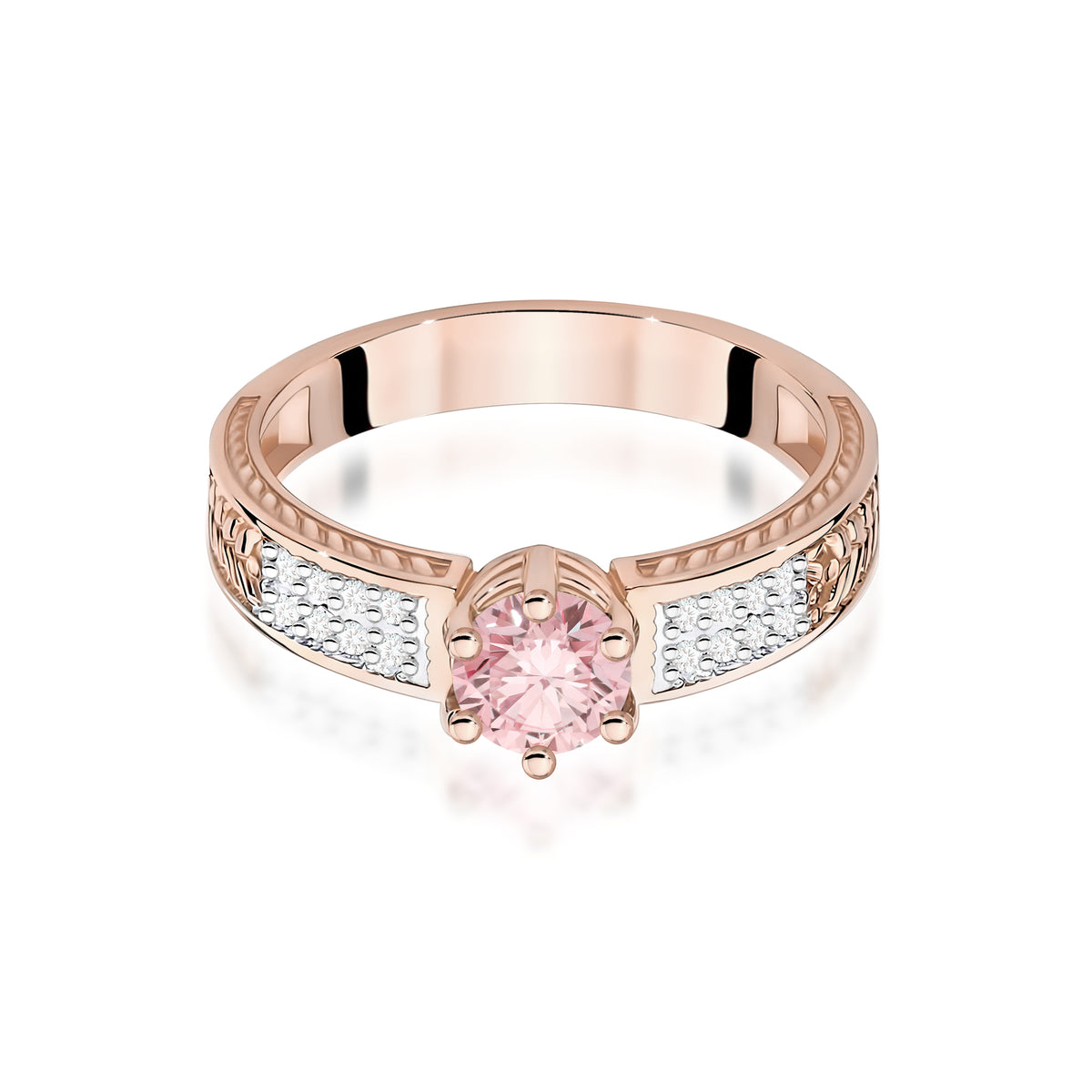 Inel Aur 14K cu Diamante Roz de Laborator 0.58 ct