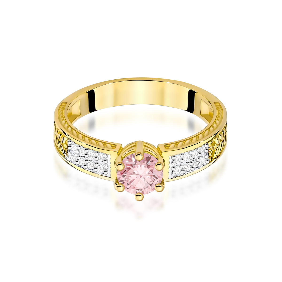 Inel Aur 14K cu Diamante Roz de Laborator 0.58 ct