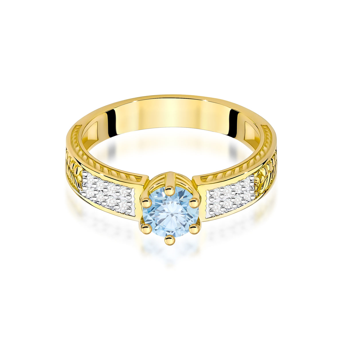 Inel Aur 9K cu Diamante Albastru de Laborator 0.58 ct