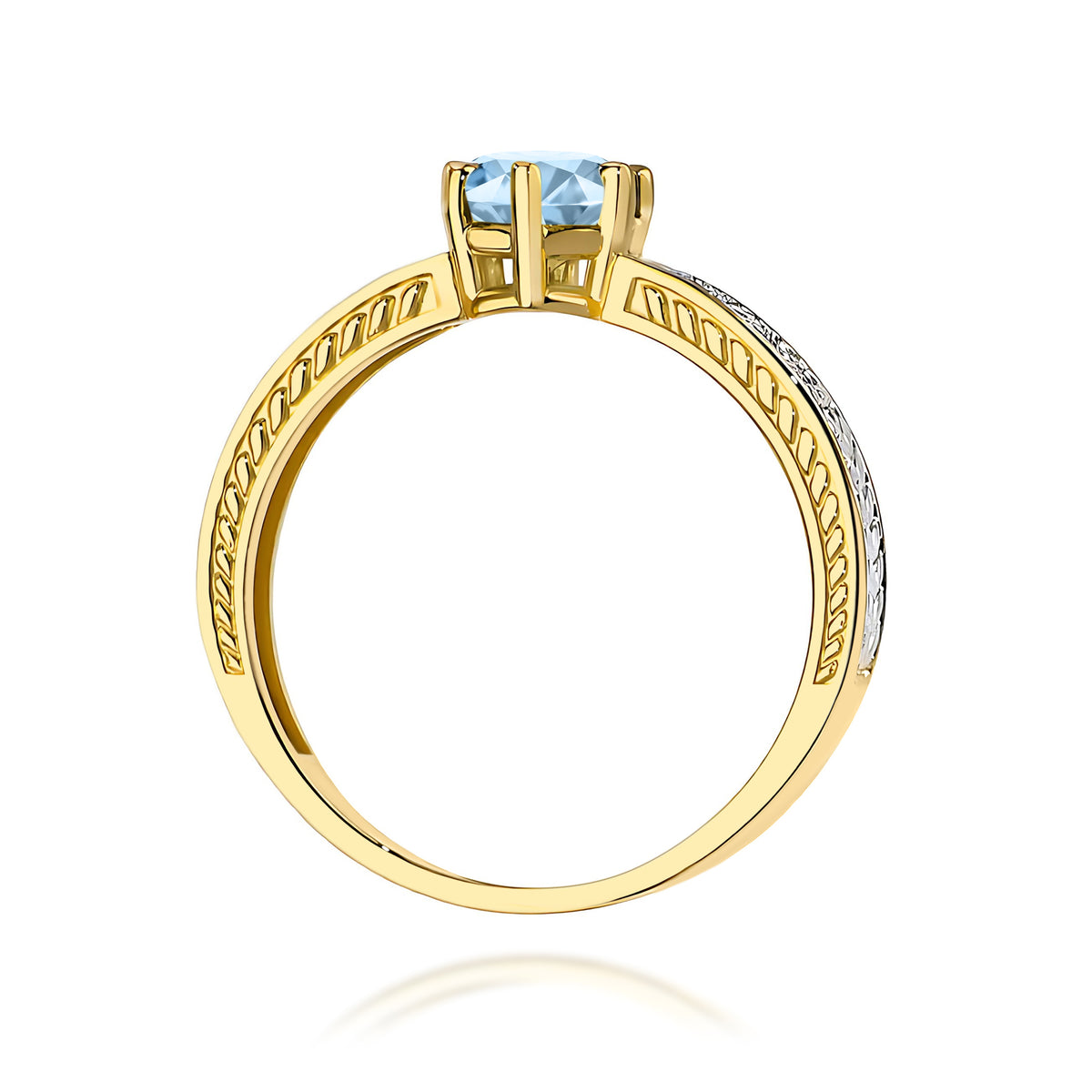 Inel Aur 9K cu Diamante Albastru de Laborator 0.58 ct