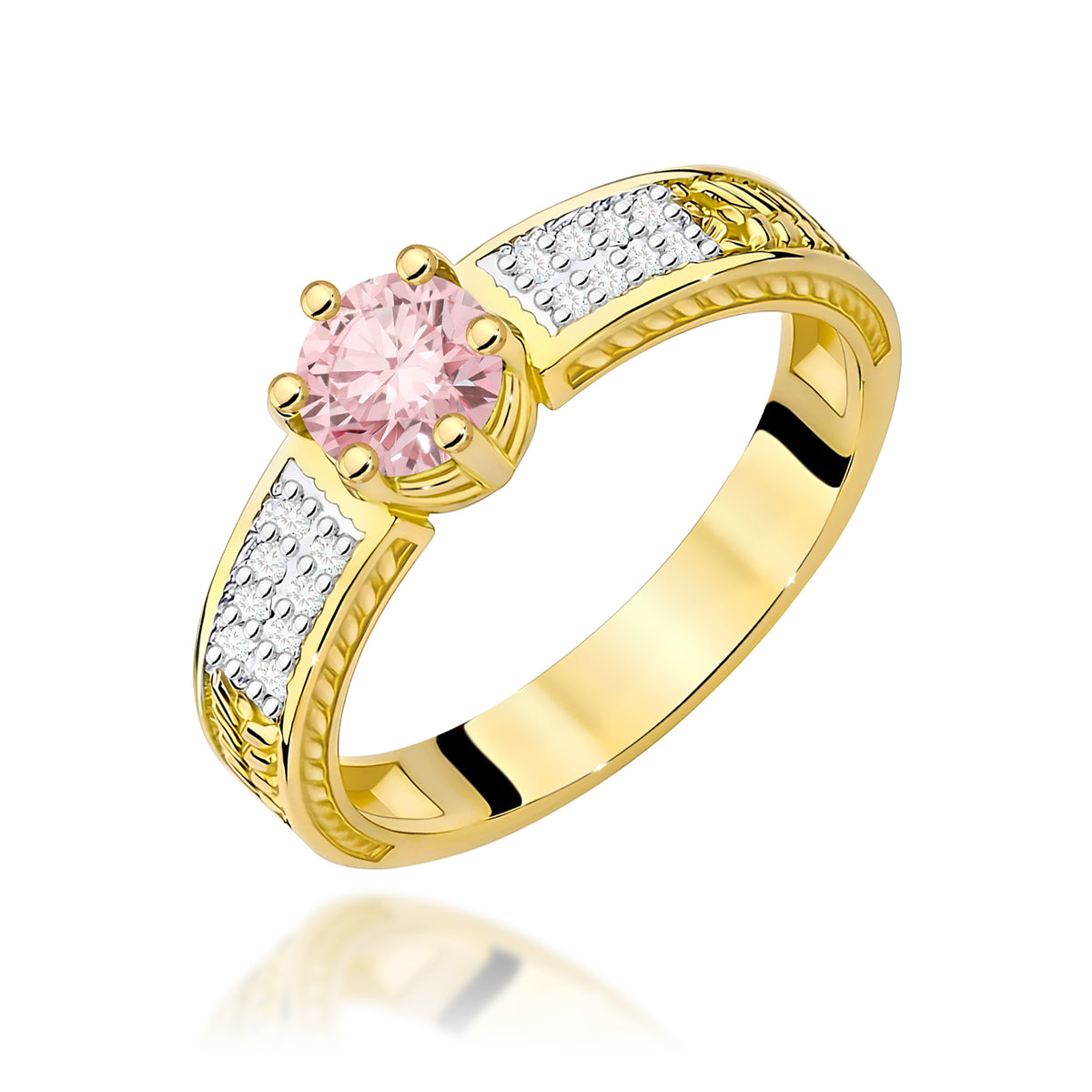 Inel Aur 9K cu Diamante Roz de Laborator 0.58 ct