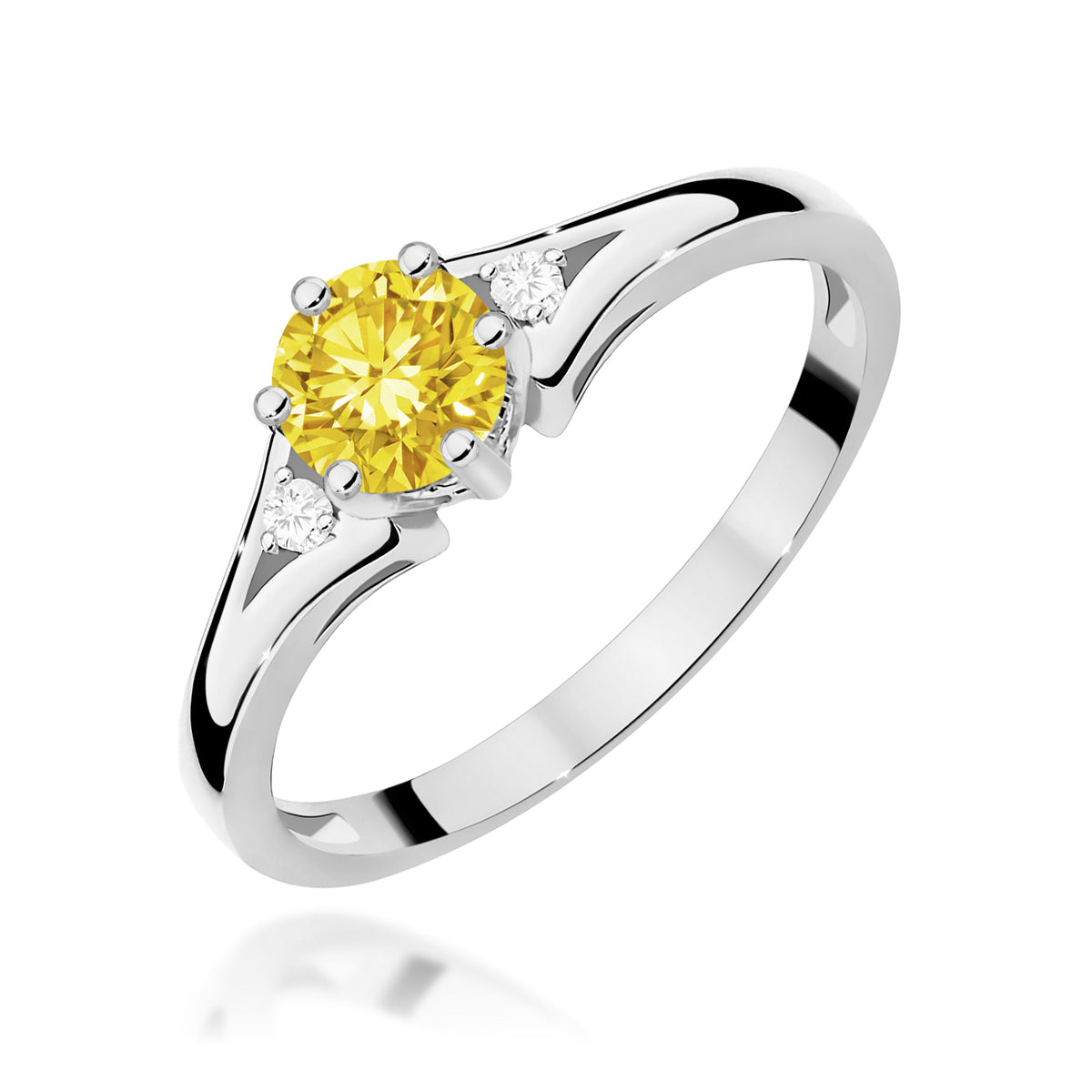 Inel Aur 14K cu Diamante Galben de Laborator 0.53 ct