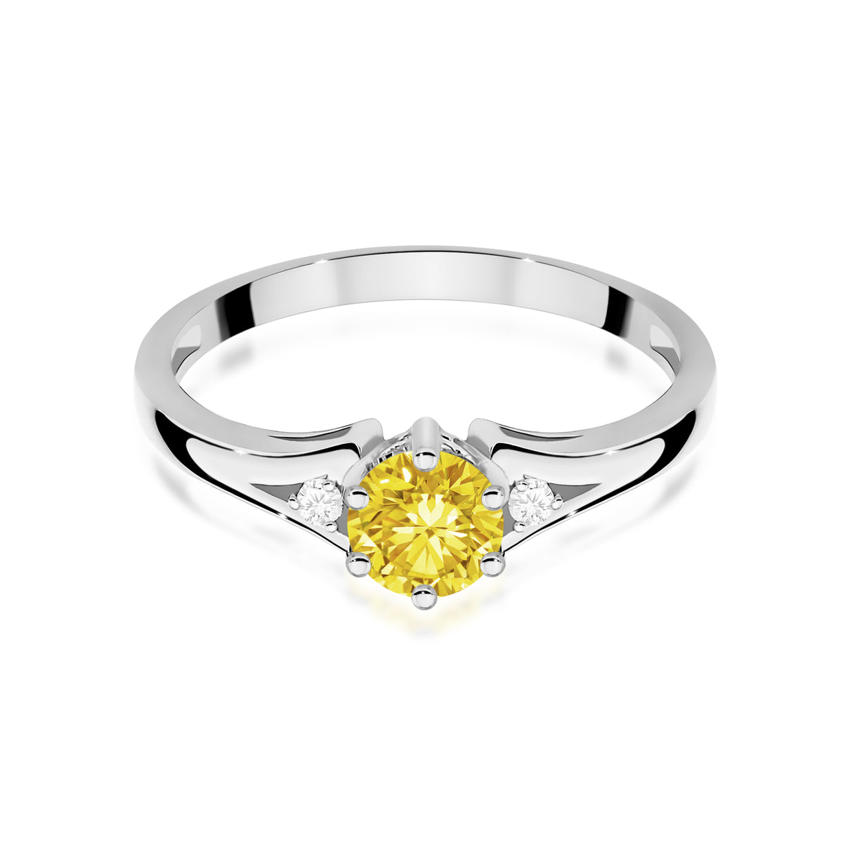 Inel Aur 14K cu Diamante Galben de Laborator 0.53 ct