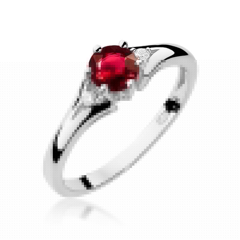 Inel Aur 14k cu Rubin 0.60 ct  si Diamante Naturale 0.0145 ct