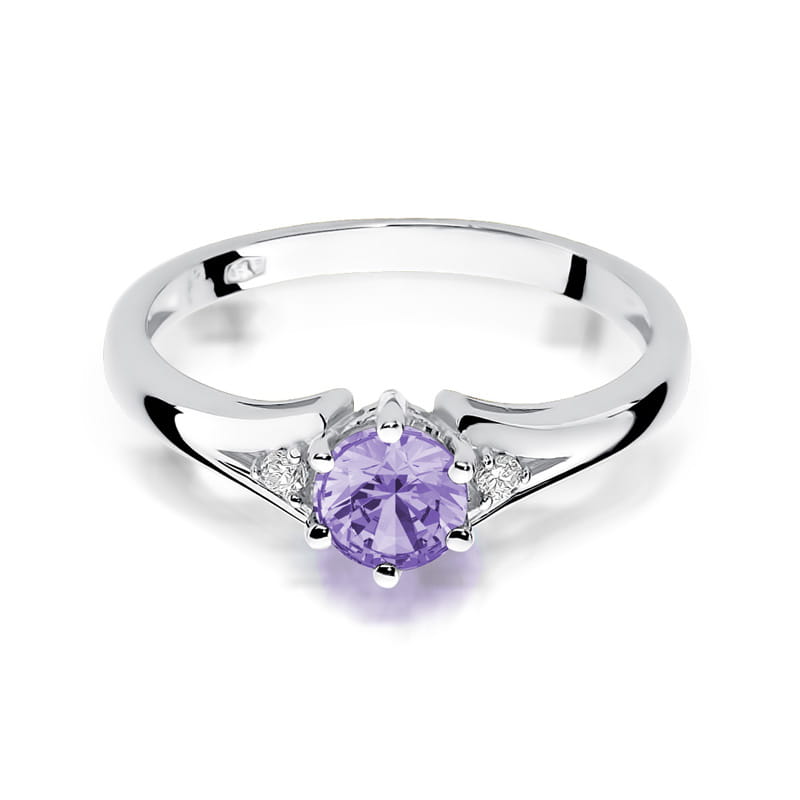 Inel Aur 9K cu Ametist 0.50 ct si Diamante Naturale 0.03 ct