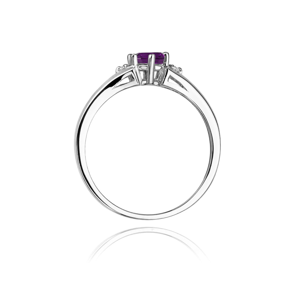 Inel Aur 9K cu Ametist 0.50 ct si Diamante Naturale 0.03 ct