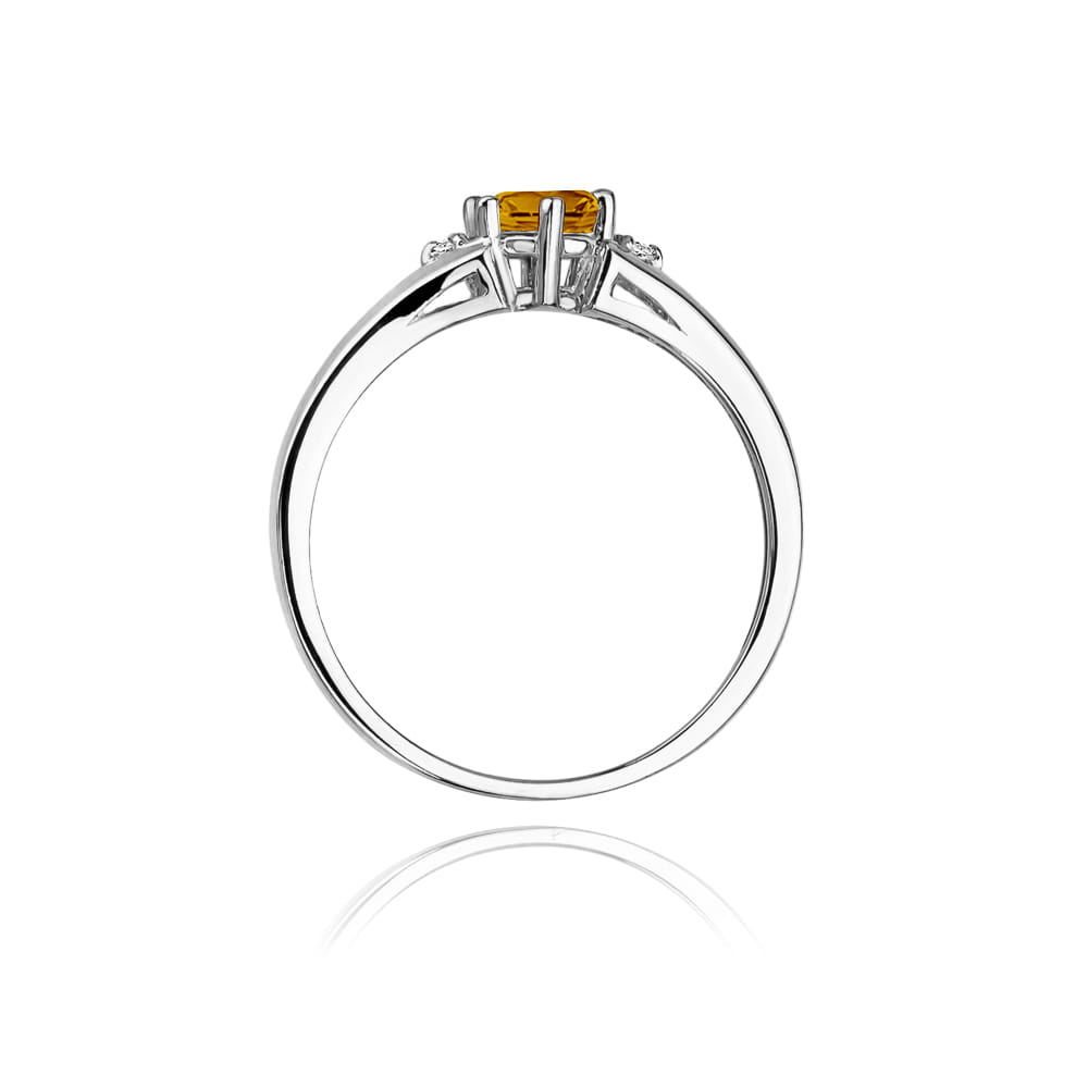 Inel Aur 9K cu Citrin 0.50 ct si Diamante Naturale 0.03 ct